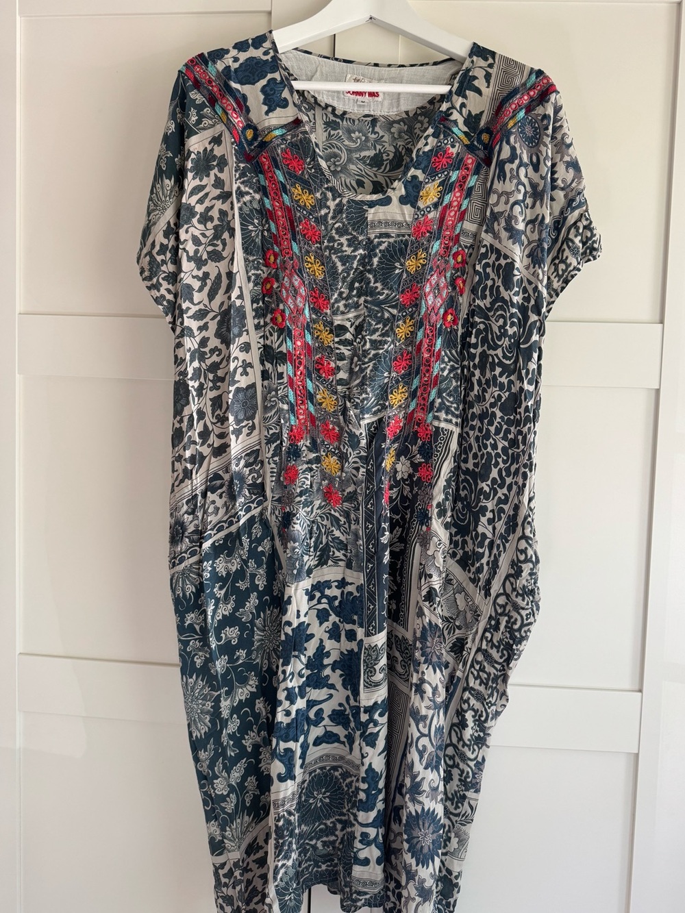 Johnny Was Embroidered Silk Dress